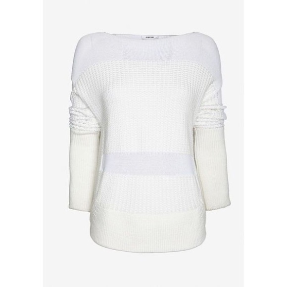 HELMUT LANG Baseball Hem Textured Inlay Split Side Sweater in Optic White - Picture 4 of 11